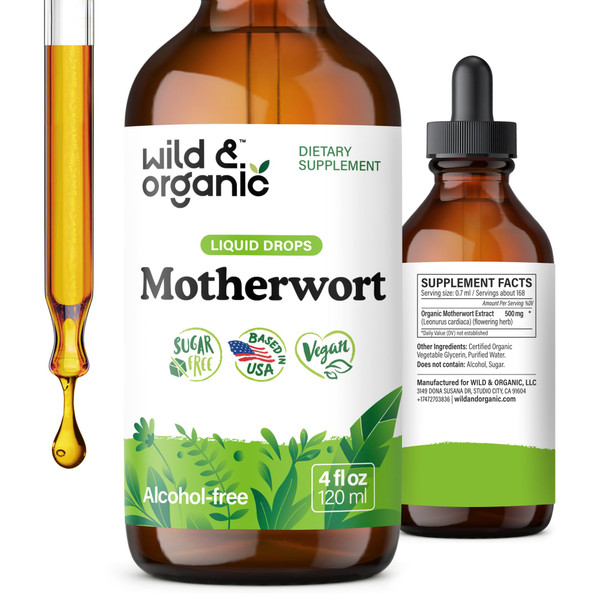Wild & Organic Motherwort Tincture - Mood & Antioxidant Support - 4 fl oz