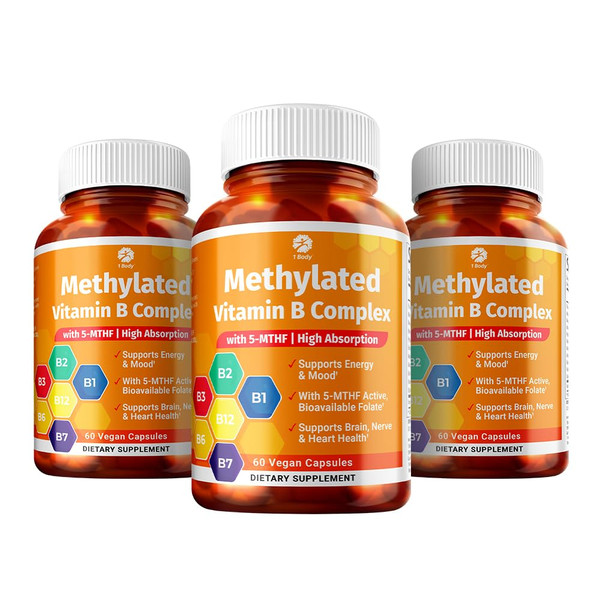1 Body Methylated B Complex, 5-MTHF Folate & Methyl B12, 3 Pack