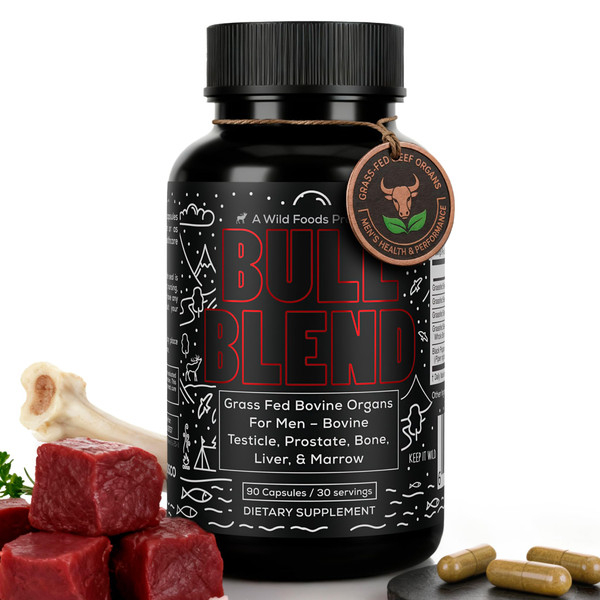 Wild Beef Organ Supplement for Men - 100% Grass Fed Complex - 90 Capsules
