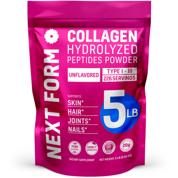 Next Form Hydrolyzed Collagen Peptides Powder for Women and Men 5Lb