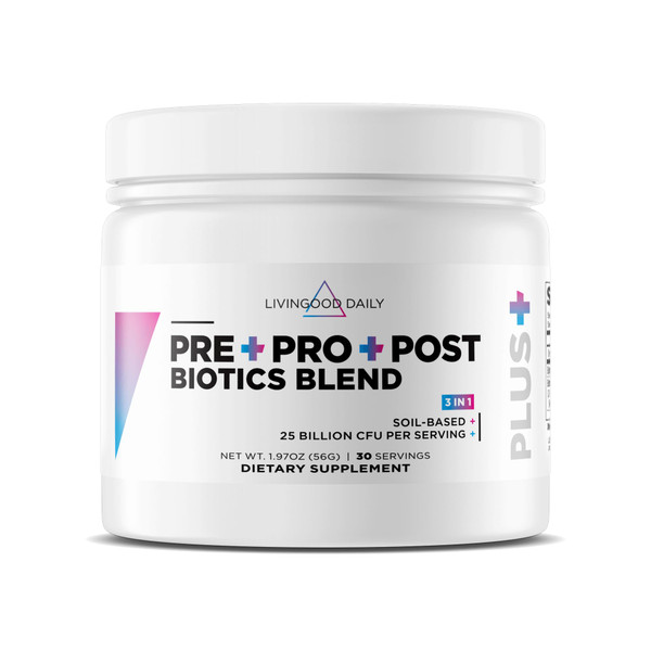 Livingood Daily Pre Pro Post Biotics Blend Powder for Women Men 30 Servings