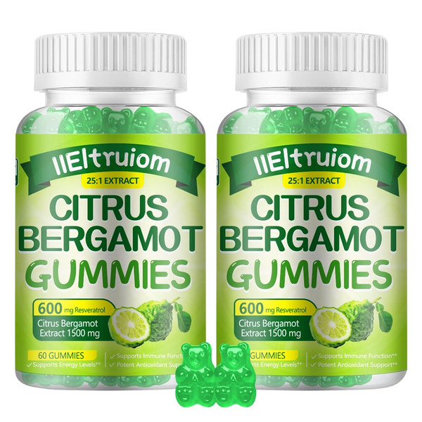 Citrus Bergamot 1500mg Gummies, Cholesterol Gummies w/Resveratrol & Niacin