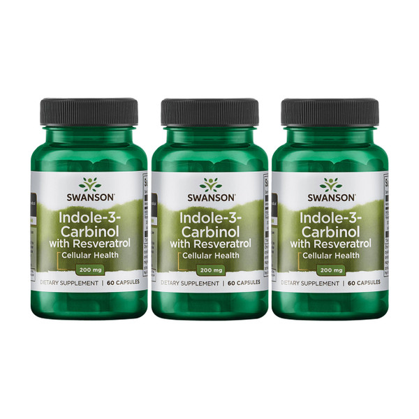 Swanson Indole-3-Carbinol with Resveratrol, 200 mg, 60 Capsules, 3 Pack