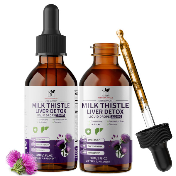 MABEFY Milk Thistle Liver Support Drops 2 Pack,Liver Cleanse Detox&Repair