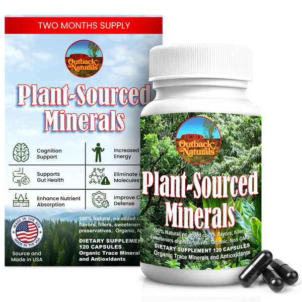 Outback Naturals Fulvic Humic Mineral Blend of Plant-Sourced Trace Minerals, Electrolytes, Gut Health, Cognitive & Immune Support, Pure Vitality Formula for Strength - 120 Capsules