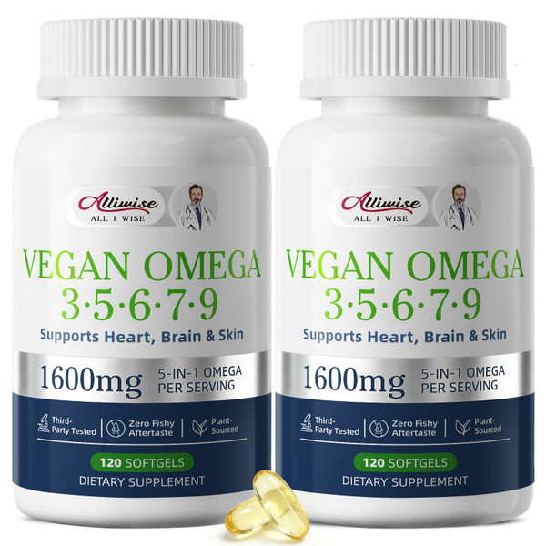 Vegan Omega 3 5 6 7 9 Supplement DHA EPA 1600mg 240 Count for Women