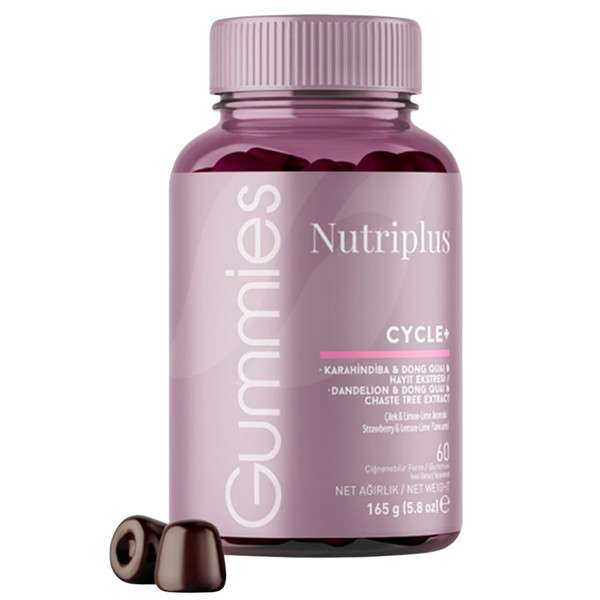 FARMASi Nutriplus Cycle Plus Gummies, Vegan, Strawberry Lime Flavor, 5.8oz