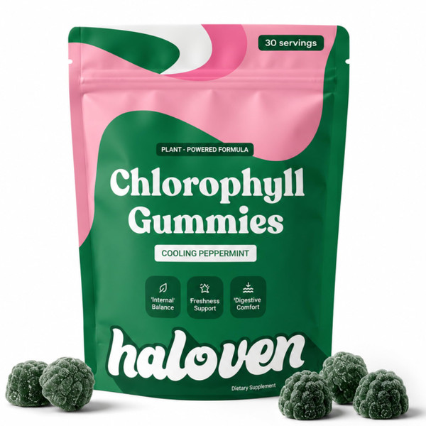 Haloven Chlorophyll Gummies, Body Odor Support, Peppermint, 30 Servings