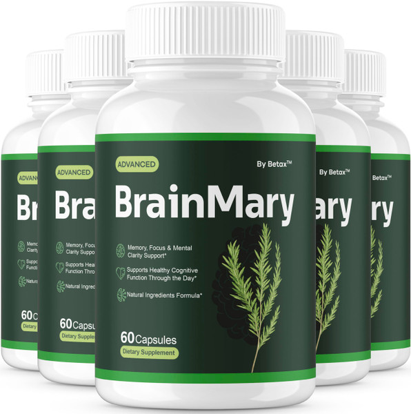 (5 Pack) Brain Mary Capsules - Official BrainMary Advanced Formula with All Natural Ingredients, Maximum Strength Premium Pills for Wellness & Overall Health Support, 300 Capsules for 5 Months