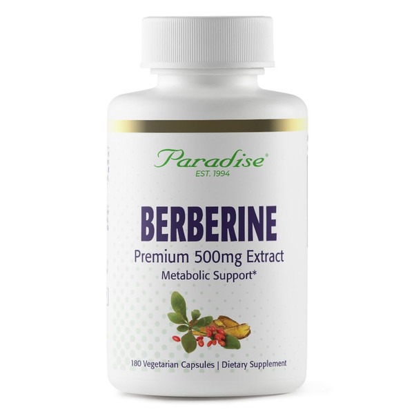 Paradise Herbs Berberine Extract 500 mg, Vegan, 180 Capsules