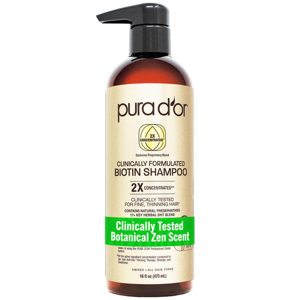 PURA D'OR Clinically Formulated Biotin Shampoo for Thinning Hair, 16oz