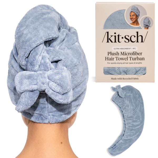 Kitsch XL Microfiber Hair Towel Wrap for Women - Coastal Blue