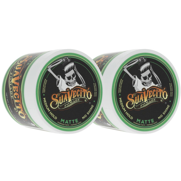 Suavecito Pomade Matte (Shine-Free) Formula 4 oz, 2 Pack - Medium Hold Hair Pomade For Men - Low Shine Matte Hair Paste For Natural Texture Hairstyles