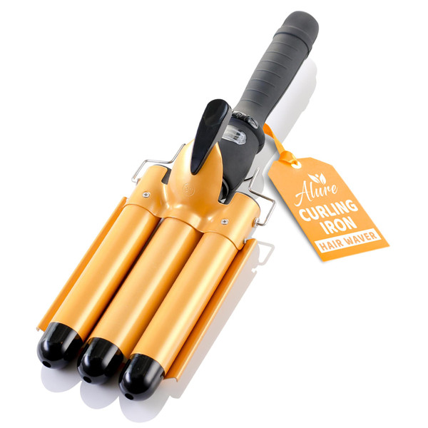 Alure Three Barrel Curling Iron Wand, 1 Inch Ceramic Tourmaline Hair Waver
