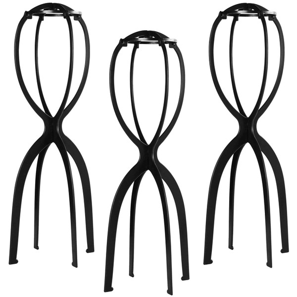 Dreamlover Wig Stand Tall 19.7 Inches for Long Wigs, Black, 3 Pack