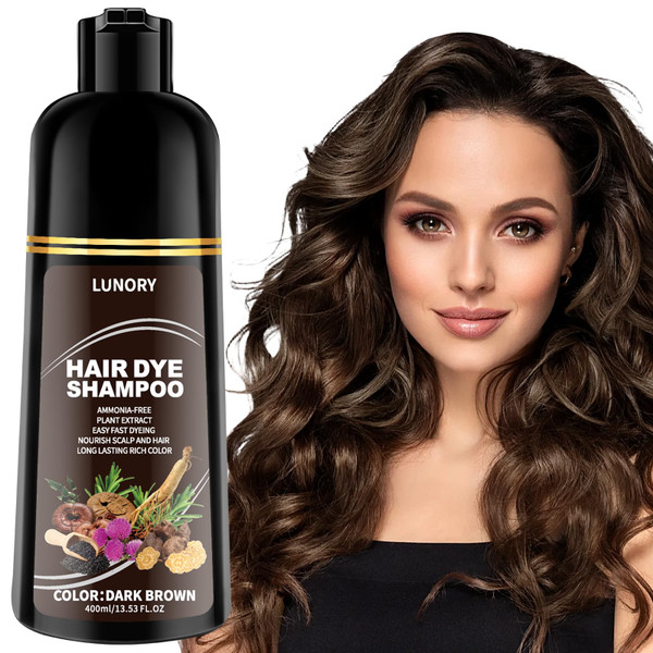 Dark Brown Hair Dye Shampoo for 100% Gray Coverage, Hair Color Shampoo