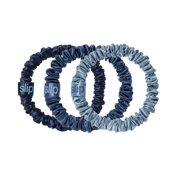 SLIP Silk Hair Ties, Sea Skinny Scrunchies, Set of 3 | Anti-Damage