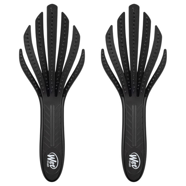 Wet Brush Go Green Curl Detangler Hair Brush - Black - Ultra-Soft IntelliFlex Detangling Bristles Glide Through Tangles with Ease - Great For Curly Hair - No Split Ends & Pain-Free (Pack of 2)