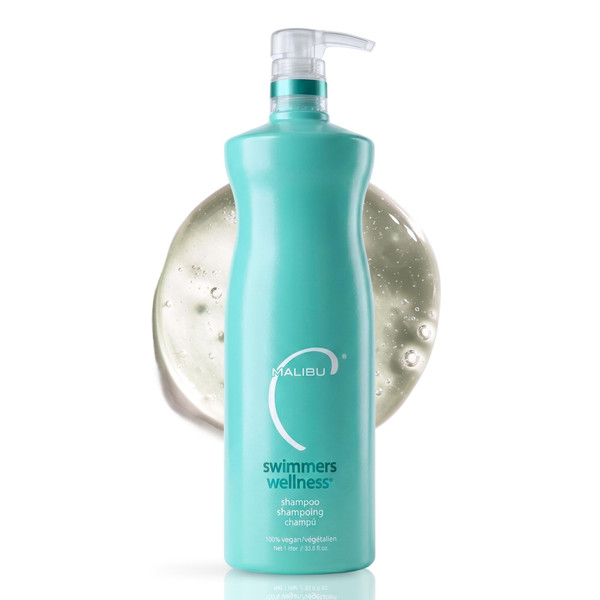 Malibu C Swimmers Wellness Clarifying Shampoo for Chlorine & Hair Build Up - Adults & Kids Swim Shampoo to Help Protect Against Pool Element Damage, Retain Moisture, Restore Shine & Texture (33.8oz)