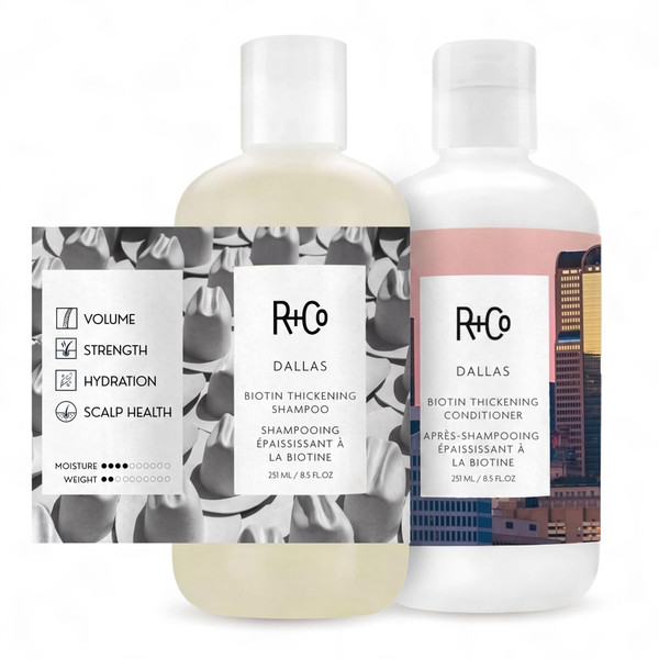 R+Co Dallas Biotin Thickening Shampoo and Conditioner Set, 8.5 oz (2 Pack)
