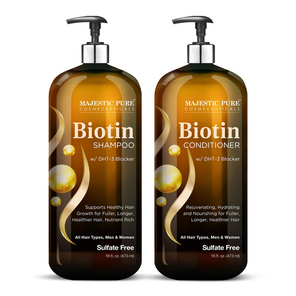 Majestic Pure Biotin Voluminizing Shampoo and Conditioner Set- 2x16 Fl oz