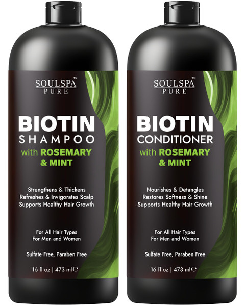 Biotin Rosemary Shampoo and Conditioner Set for Hair Growth -16 fl oz Each