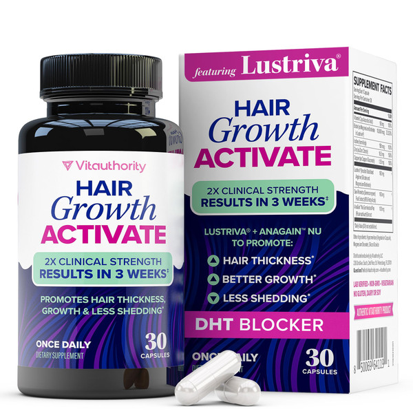 Lustriva Women's Hair Supplement for Thickness & Less Shedding, 30 Servings