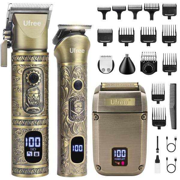 Ufree Hair Clippers for Men, Beard Trimmer, Foil Shaver 3-in-1 Grooming Kit