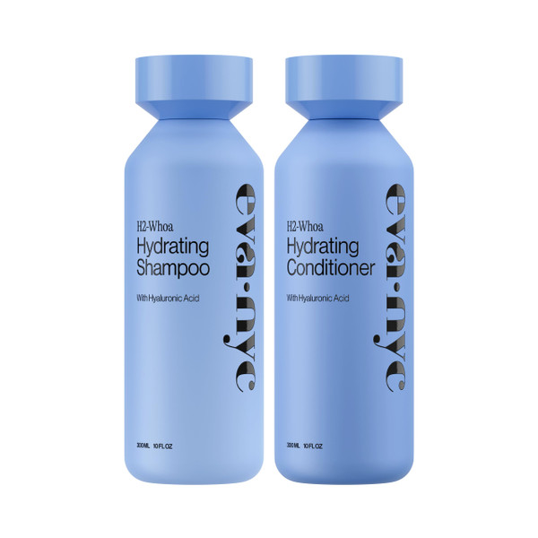 Eva NYC Hyaluronic Acid Hydrating Shampoo and Conditioner Set - Add Moisture + Shine - Restore Hydration + Soften - All Hair Types - Gentle Cleanse, High Lather - Jasmine Scent - 10 floz (Pack of 2)
