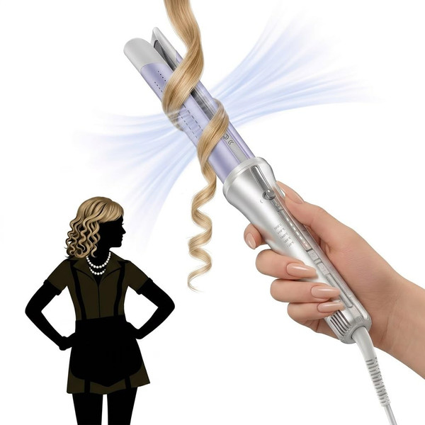 SHEGLAM One Touch Airflow Styler Pro Automatic Rotating 3.0 Cool Air Technology for No-Wait, Curling Iron, Bouncy & Long-Lasting Curls, Zero Burn Risk, 5 Temp Settings (1 inch)