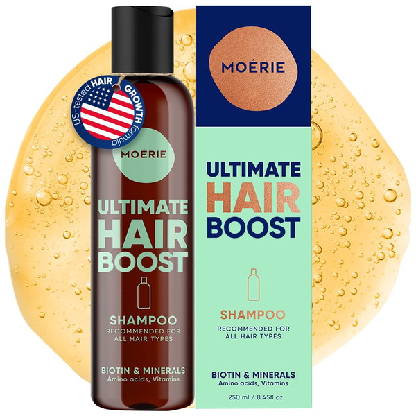 Moerie Hair Growth Shampoo for Men and Women, Hair Loss Solution with Biotin and Rosemary, Thickening Shampoo for Thinning Hair – Ultimate Boost for All Hair Types
