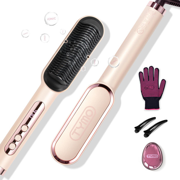 TYMO Ring Plus Hair Straightener Brush, Ionic Straightening Comb, 9 Temps