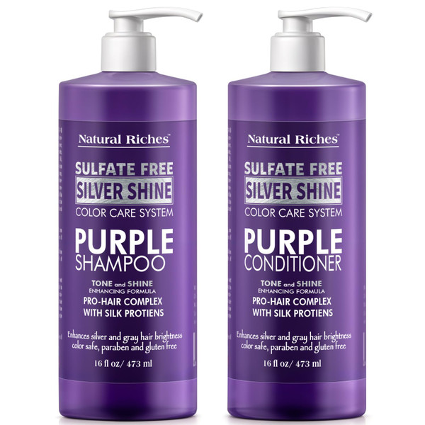 Silver Shine Purple Shampoo and Conditioner Set 16 Fl Oz