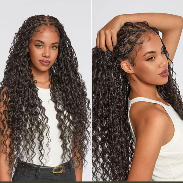 Frodio Full Lace Boho Braided Wig for Black Women 200% Density 30 Inches