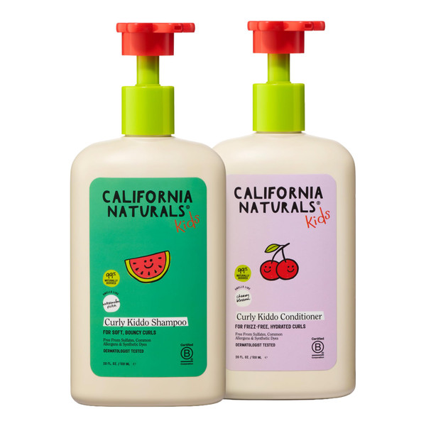 California Naturals Curly Kiddo Shampoo & Conditioner Set with Argan Oil, Enriched Rice Water and Shea Butter, Sulfate Free, For Kids with Curly Hair, 20 oz