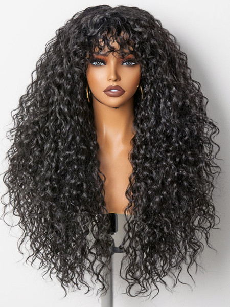 GORGIUS Curly Wig with Bangs 26 Inch 200% Density Wigs for Black Women
