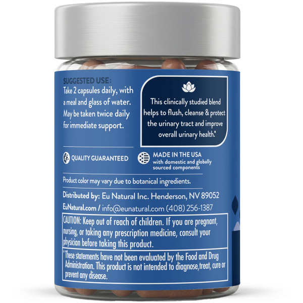 Eu Natural Urinary Harmony D-Mannose Supplement - Urinary Tract Health for Women - Fast-Acting Urinary Cleanse & Flush with Clinical-Strength D-Mannose & Hibiscus - 60 Capsules