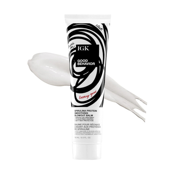 IGK Good Behavior Spirulina Smoothing Blowout Balm, Heat Protectant, 5 Oz