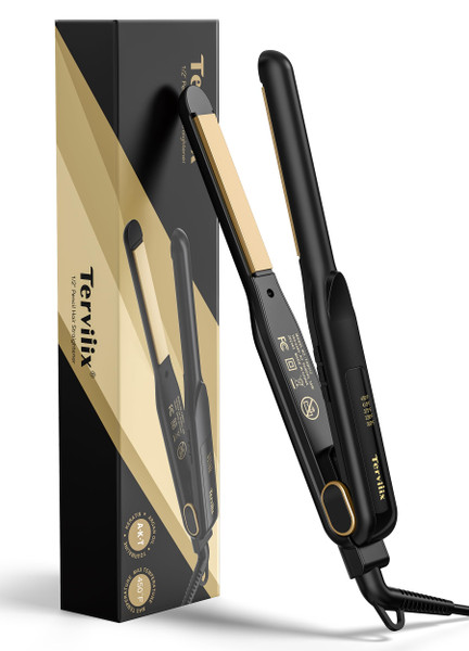 Terviiix 1/2‘’ Flat Iron for Short Hair, 2-in-1 Straightener and Curler