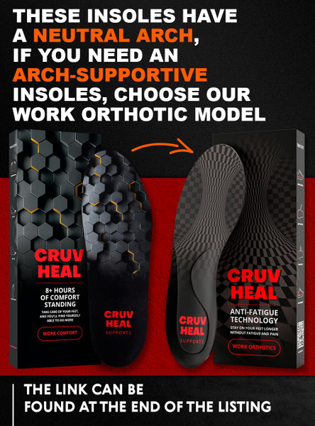 2 Packs of Work Comfort Orthotic Insoles - Anti Fatigue Shoe Insert Men Women - Low Arch Support - Shock Absorption - Foot Pain Relief - Work Boot Insoles (XS, Black)
