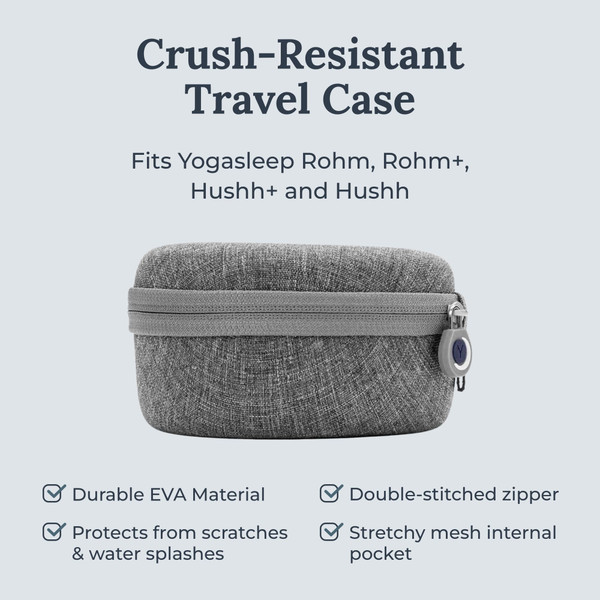 Yogasleep Rohm Portable White Noise Sound Machine + Travel Case in Grey, Sleep Therapy, Crush-Resistant Travel Case, for Adults, Kids & Baby, Noise Blocking & Office Privacy, Registry Gift