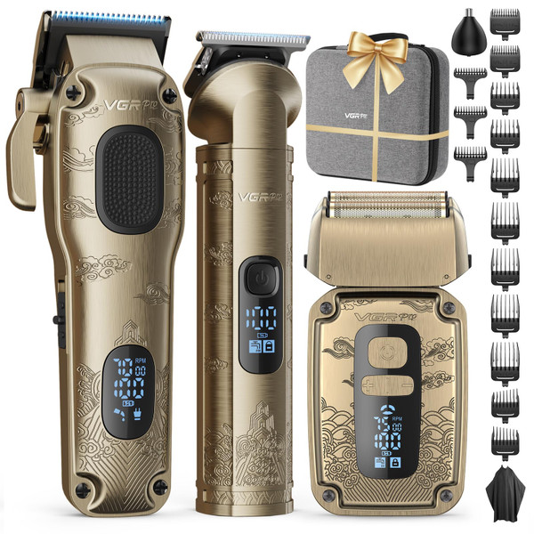 VGRPRO Hair Clippers for Men, Beard Trimmer, Foil Shaver 3-in-1 Clipper Set
