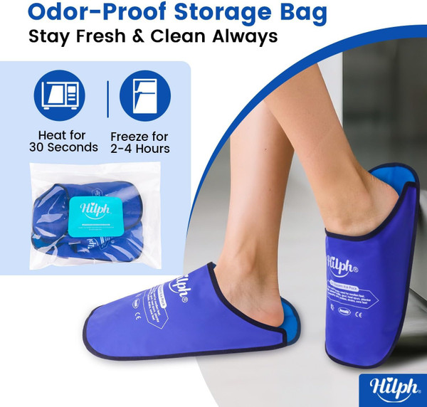 Hilph XL Foot Ice Pack Slippers for Foot Surgery, 1 Pair Hot Cold Packs Gel Ice Slippers for Foot and Toes Pain Relief, Sever Swelling, Bunion Surgery, Plantar Fasciitis, Neuropathy, Gout