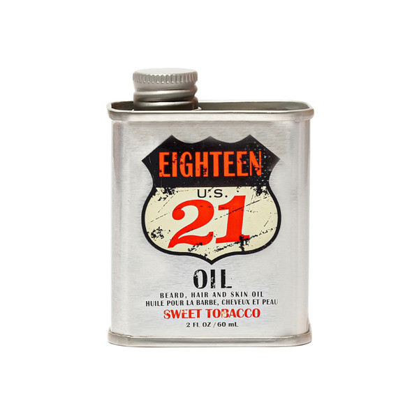 18.21 Man Made Hair, Skin & Beard Oil for Men Sweet Tobacco Scent - Non-Greasy, Conditioning Balm with Castor Seed, Jojoba, and Argan Oils - Premium Tattoo and Mustache Care Products 2oz