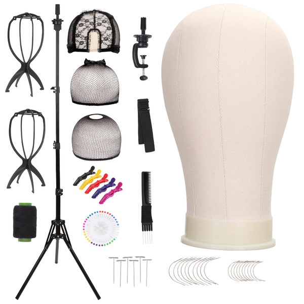 Demides 22" Canvas Wig Head Set with 61" Adjustable Tripod Stand