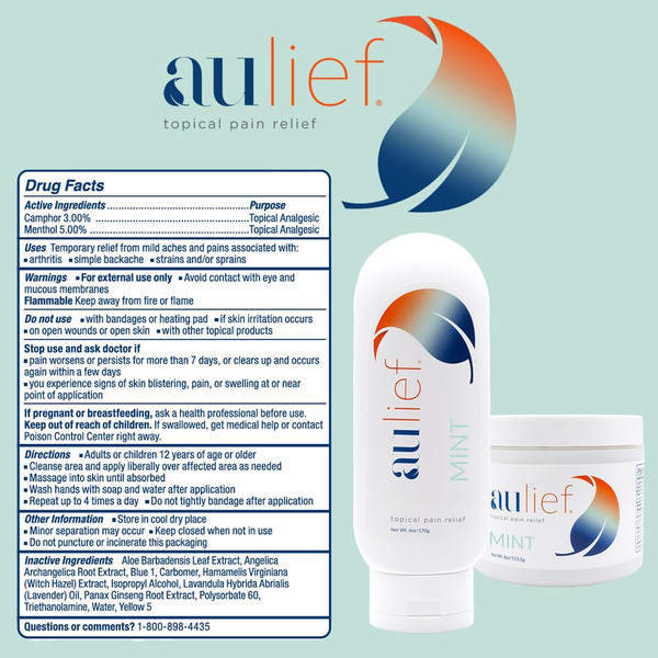 China-Gel Aulief Pain Relief Cream Arthritis & Muscle Rub for Sore Muscles & Joint Pain, Neck, Knee & Back Aches, Premium Mint Green Topical Gel, 16 oz Bottle with Pump