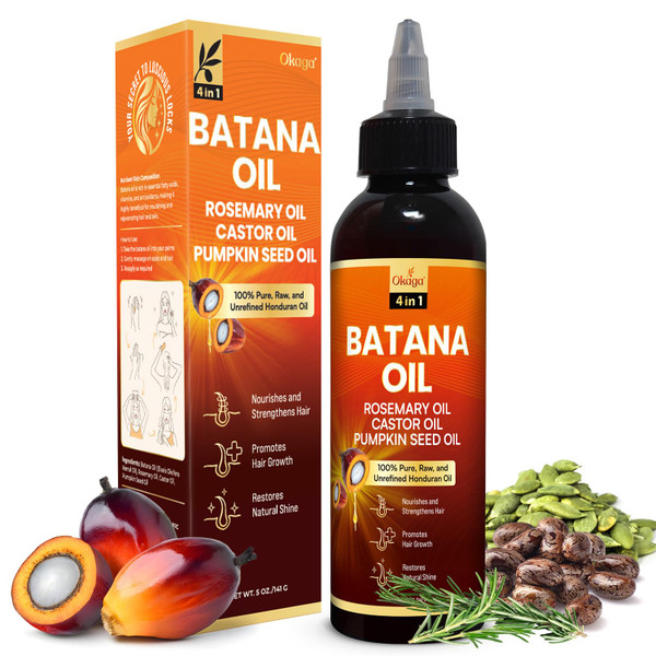 Batana Oil for Hair Growth, 100% Pure Unrefined Honduran, Rosemary, 5 oz