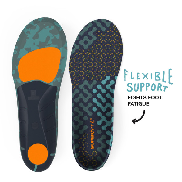 Superfeet Run Cushion High Arch Insoles for Runners with High Arch Support - 5.5-7 Men / 6.5-8 Women