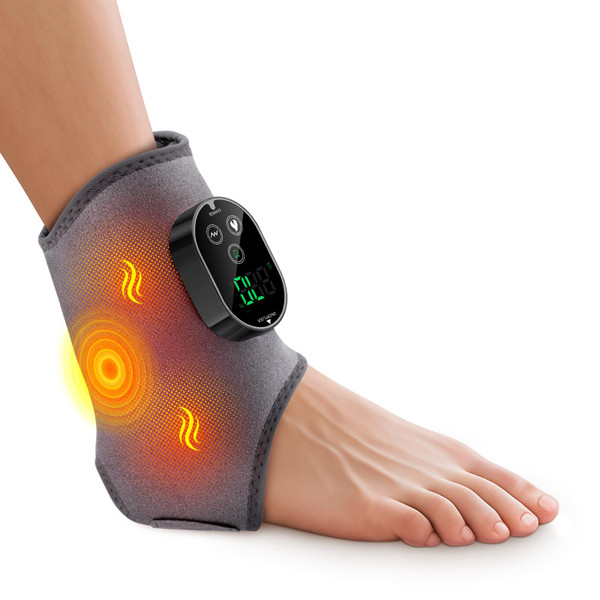 WoloyHeatie Cordless Foot Massager for Neuropathy, 3000mAh Rechargeable Ankle Heating Pad with Massage for Circulation, Foot Ankle Pain Relief Massager, Gray