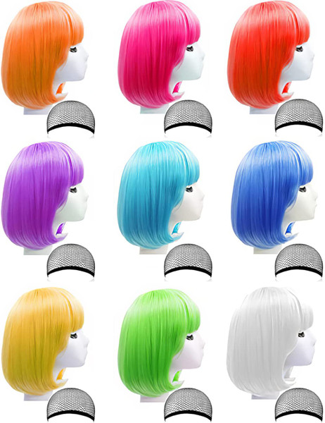 LOHO WONDERZ 9 Pack Short Bob Hair Wigs Costume Cosplay Wigs for Women